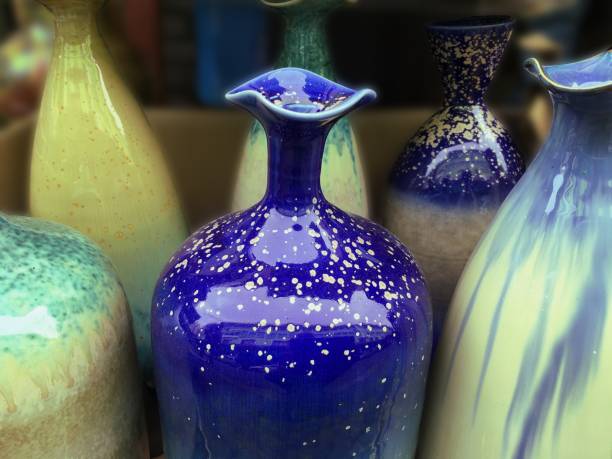 istock Collection of colorful beautiful ceramic vases. 1439537011