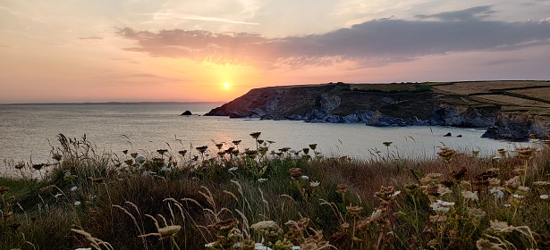 Sun setting on the Cornish coast