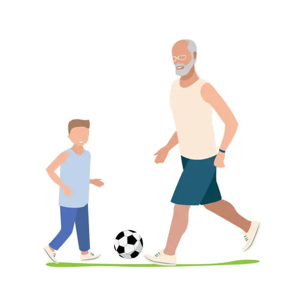 Vector illustration of grandfather with grandson