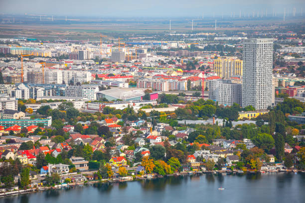 istock Vienna Danube and residentail district 1439540689