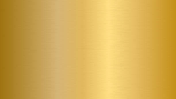 illustrazioni stock, clip art, cartoni animati e icone di tendenza di spazzolare lo sfondo in metallo dorato con texture in acciaio.  illustrazione vettoriale trama astratta design futuristico. riflessione della luce lucida della piastra in acciaio metallizzato dorato. - brass