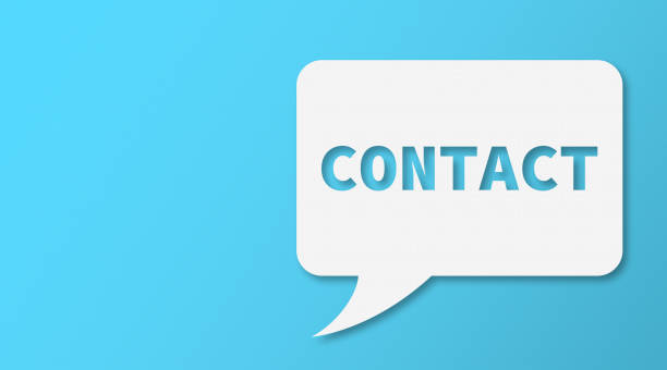 istock Contact and Speech Bubbles with Copy Space On Blue Cardboard Background 1439546721