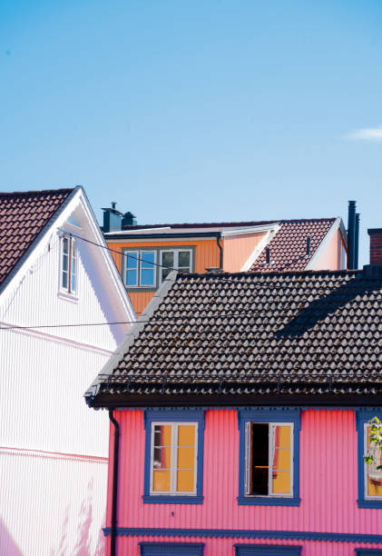 Haugesund, Norway.  Row of typical Norwegian houses.