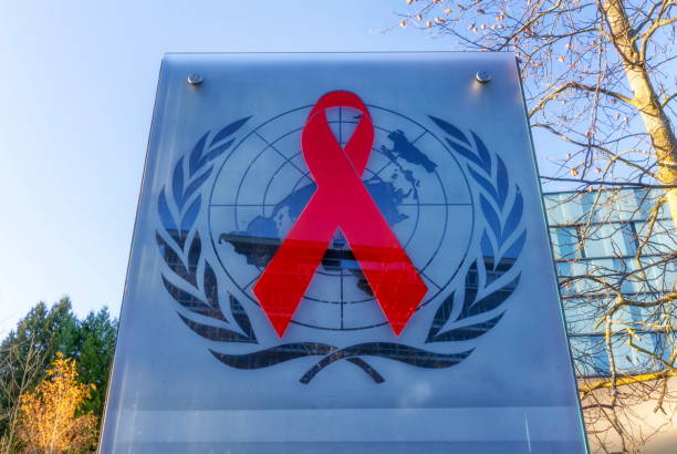 Geneva, Switzerland - December 7: Logo of the UNAIDS at the headquarters stock photo
