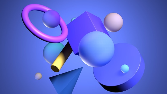 Three dimensional spheres interacting with a geometric shape, leadership, business, technology, website banner