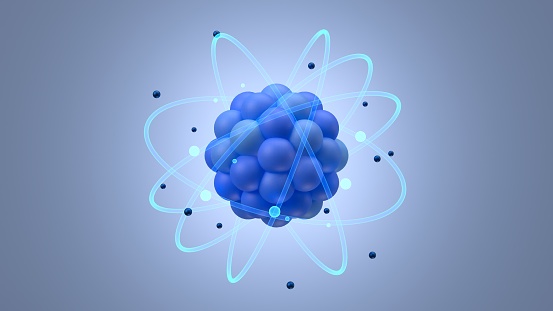 Abstract atoms orbiting around a nucleus, science, technology, web3