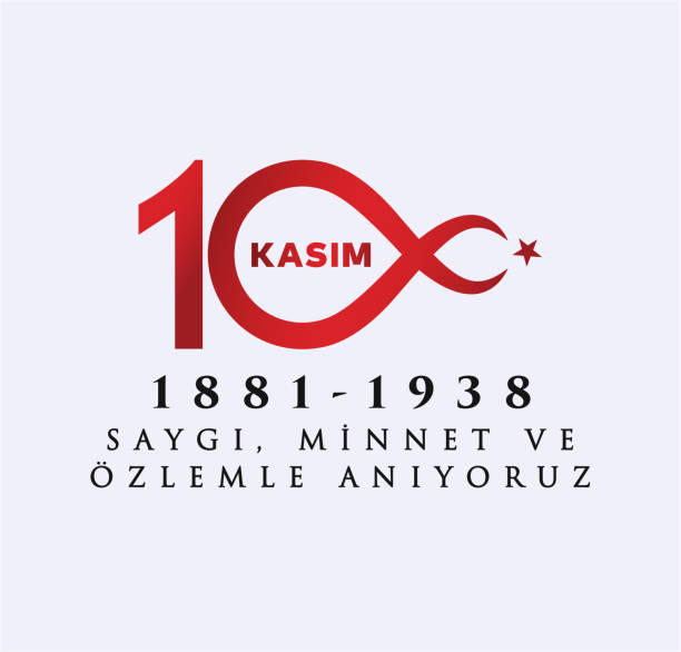 10 Kasım Ataturk Anma Gunu, Saygıyla Anıyoruz. 1881-1938. Translate: November 10 is the anniversary of Ataturk death. 1938-1881. 10 Kasım Atatürk Anma Günü number 10 stock illustrations