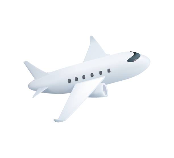 illustrazioni stock, clip art, cartoni animati e icone di tendenza di vettore dell'icona del piano, illustrazione 3d, pittogramma isolato su bianco. concetto di viaggio aereo dei cartoni animati 3d.  aeroplano 3d - aeroplano