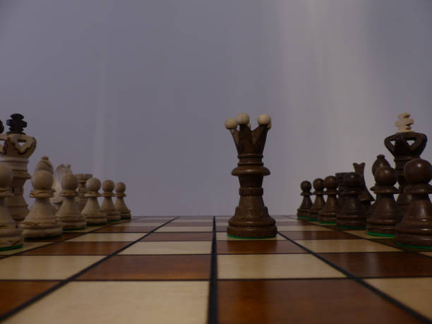 istock Chess - Strategy and tactics game - Set of pieces and checkerboard (King - Queen - Bishop - Knight - Rook - Pawn) 1439555181