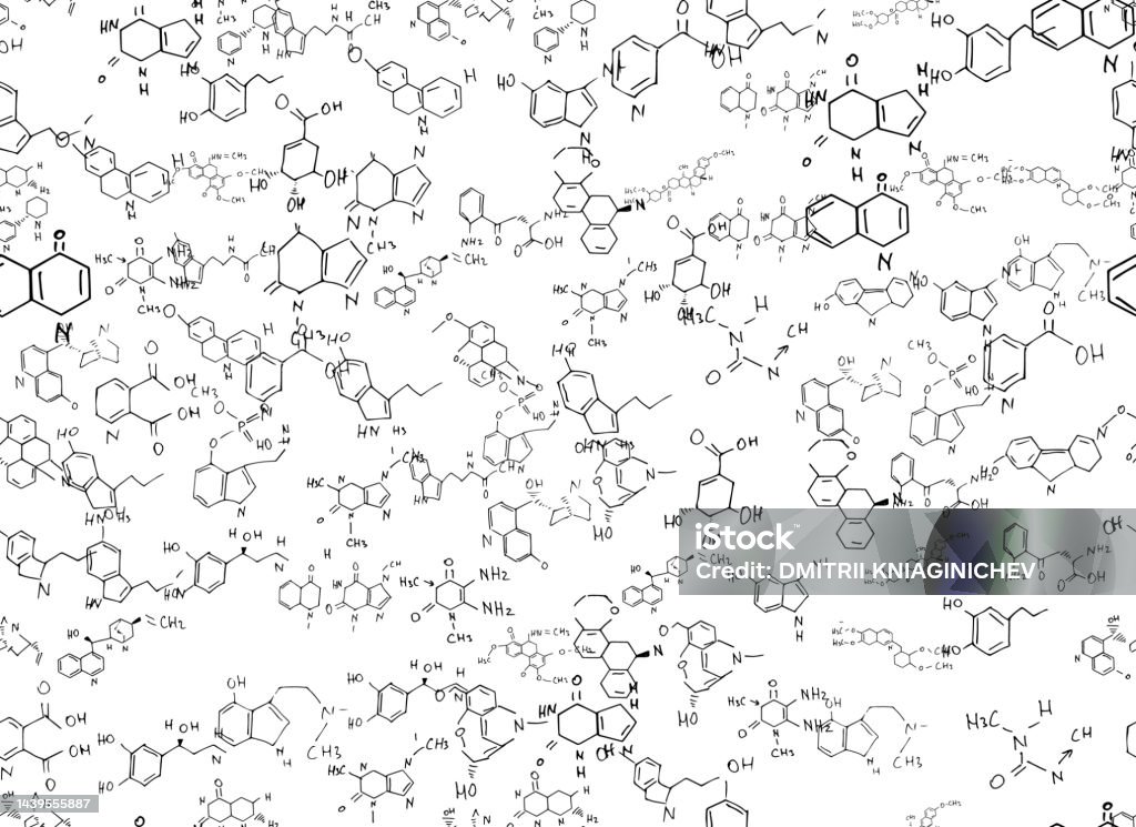 Scientific Formulas Background Chemical Formulas Scientific Educational Background On White Hand Drawn ...