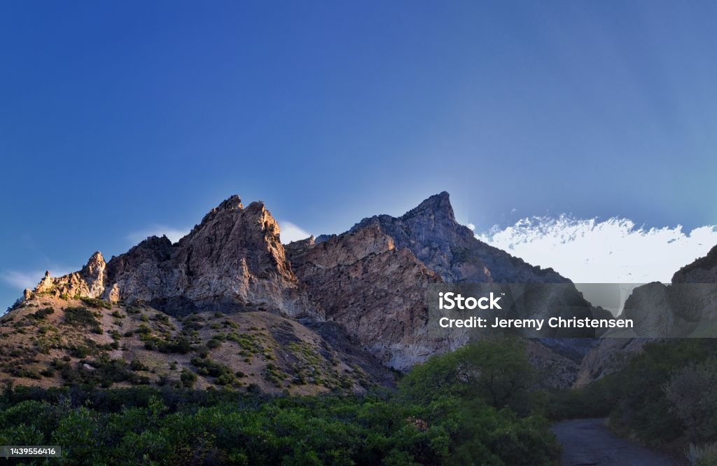 Kyhv Peak formerly Squaw Peak,view from hiking path, Wasatch Rocky Mountains, Provo, Utah. United States. Canyon Stock Photo