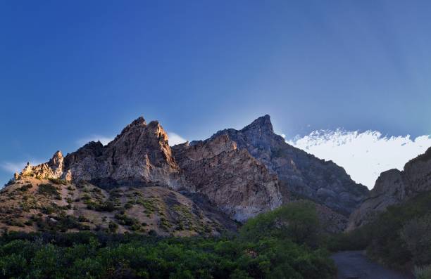 Kyhv Peak formerly Squaw Peak,view from hiking path, Wasatch Rocky Mountains, Provo, Utah. United States. stock photo