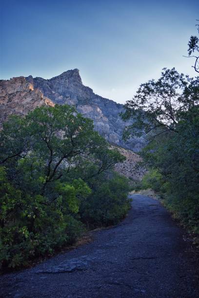 kyhv peak ehemals squaw peak, blick vom wanderweg, wasatch rocky mountains, provo, utah. usa. - squaw peak stock-fotos und bilder