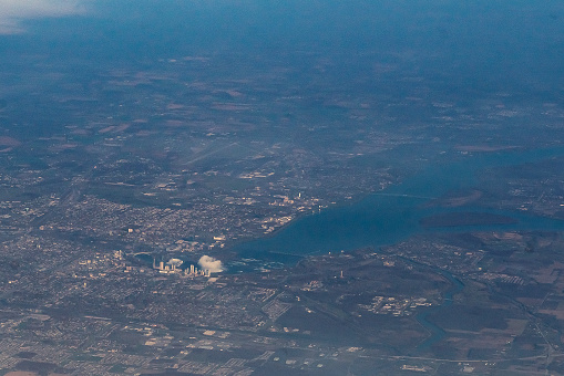 Aerial View of Niagara Falls from a Plane