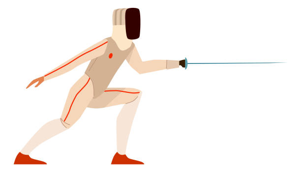 Fencing person with foil. Combat sport player character Fencing person with foil. Combat sport player character isolated on white background fencing sport stock illustrations