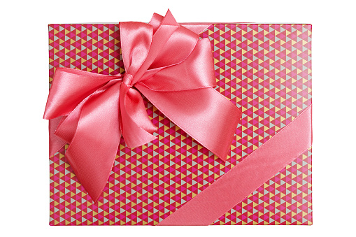 Pink Rectangular Gift Box Pink Rectangular Gift Box Shot From Above Isolated On White Stock Photo ...