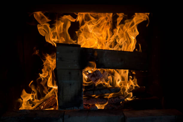 istock Yellow and Orange Fireball, heating up the black background. 1439562421