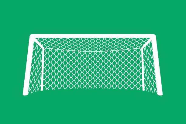 フットボール、サッカーの目標 - soccer man made material goal post grass点のイラスト素材／クリップアート素材／マンガ素材／アイコン素材