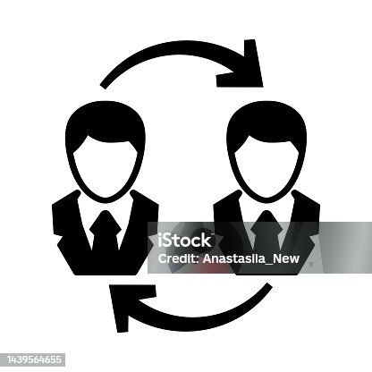 istock Changes employee black icon. Replacing a worker. Vector black icon. 1439564655