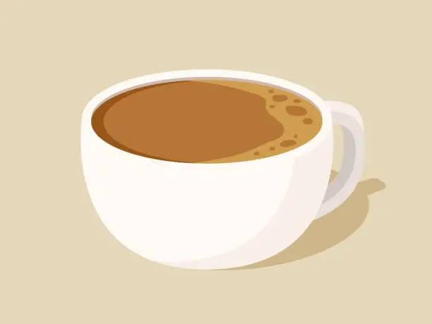 Vector illustration of A cup of coffee isolated on beige background.