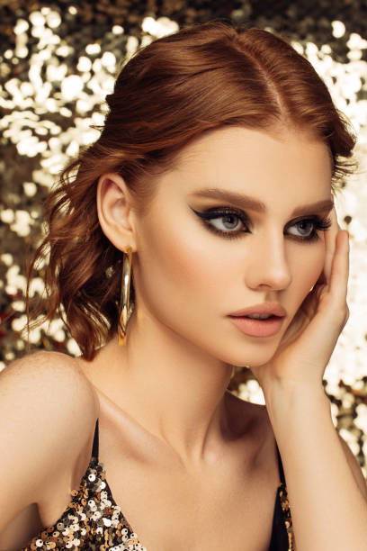 istock Beautiful woman with bright make-up 1439571895