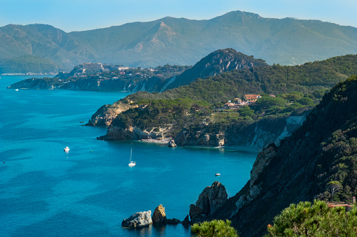 Beautiful coastline of Elba, Italy, in late summer