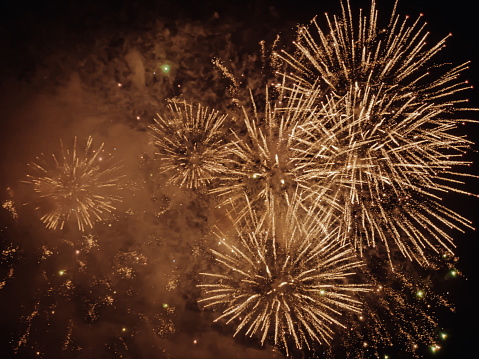 Colorful fireworks at Washington DC, capital city of United States of America. Celebrating Independence Day, 4th of July