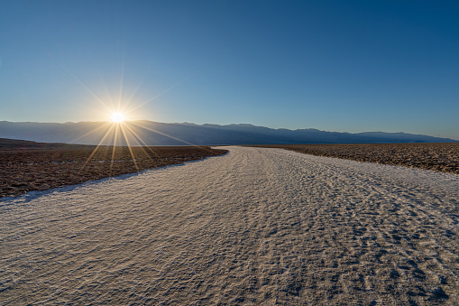 The Famous Badwater Basin in the Mojave Desert's Death Valley National Park California.