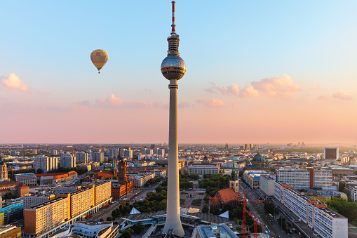 Berlin TV tower, wonderful aerial panorama, Germany.
