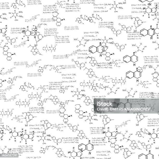 Science Formulas Transparent Chemical Formulas Scientific Educational Background On White Seamless ...