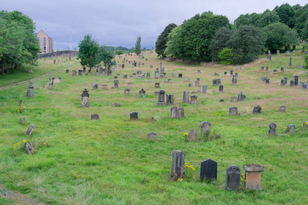 Sighthill cemetery old headstones in Glasgow graveyard