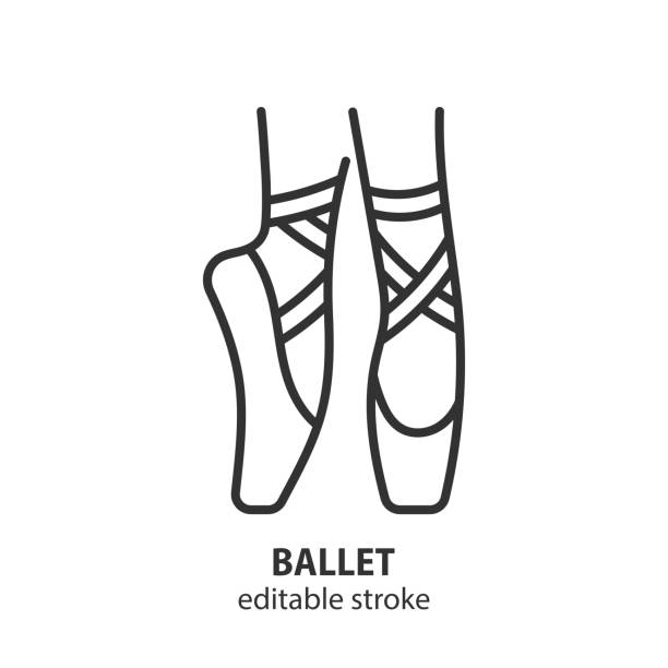 ballettlinien-symbol. spitzenschuhe schild. ballettschuhe vektorsymbol. - ballettschuh stock-grafiken, -clipart, -cartoons und -symbole