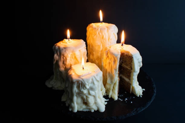 istock Melted Candle Cakes with Real Flames 1439607304