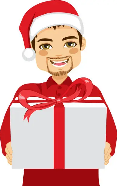 Vector illustration of Man Gift Giving