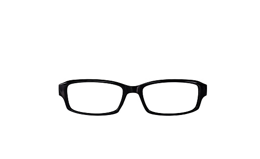 Black reading vision eyeglasses isolated cutout on white background