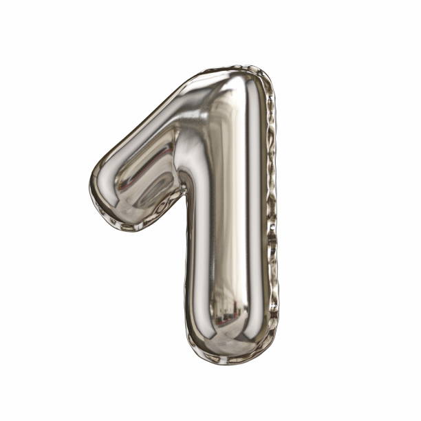 istock Silver foil balloon font number 1 ONE 3D 1439611223