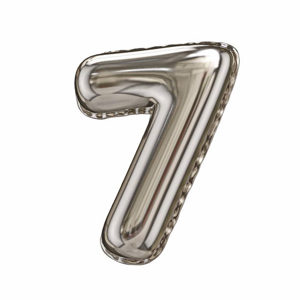 istock Silver foil balloon font number 7 SEVEN 3D 1439611259