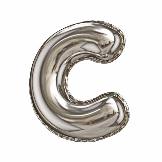istock Silver foil balloon font letter C 3D 1439611293