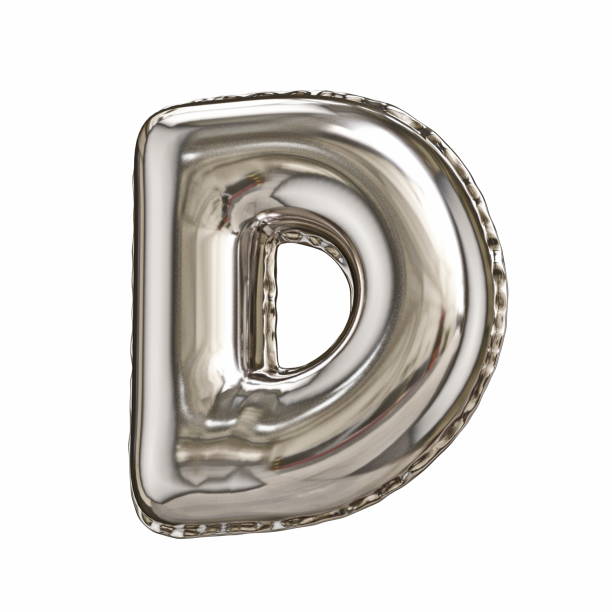 istock Silver foil balloon font letter D 3D 1439611295