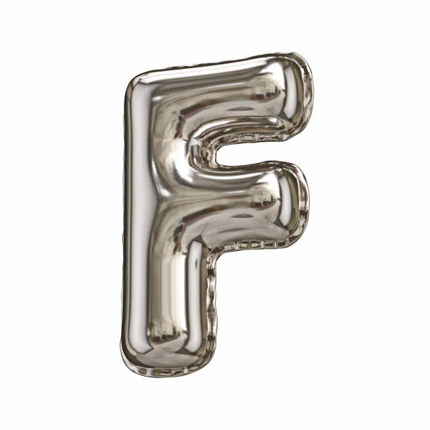 istock Silver foil balloon font letter F 3D 1439611811