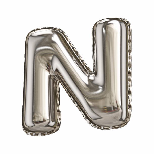 istock Silver foil balloon font letter N 3D 1439611845