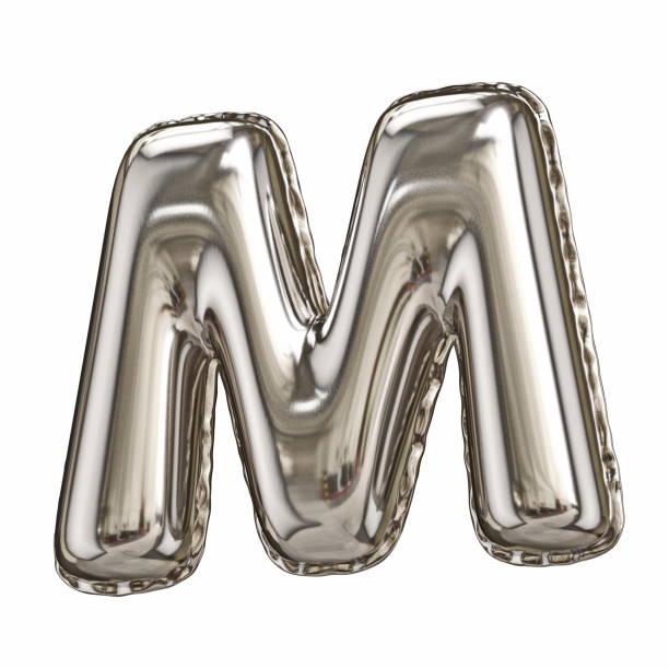 Silver foil balloon font letter M 3D