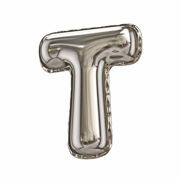 istock Silver foil balloon font letter T 3D 1439611873
