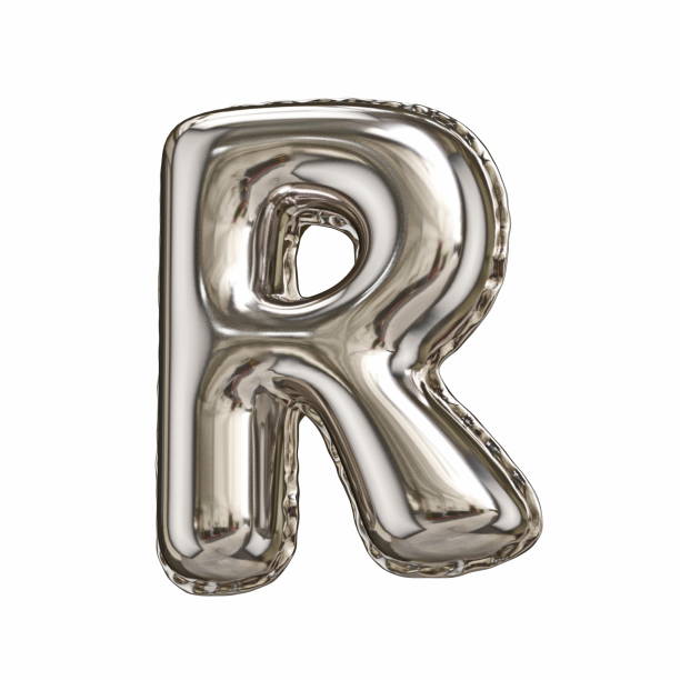 istock Silver foil balloon font letter R 3D 1439611874