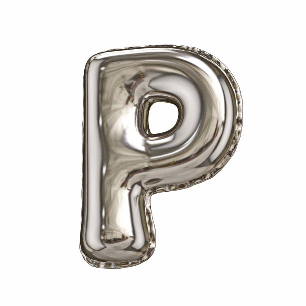istock Silver foil balloon font letter P 3D 1439611879