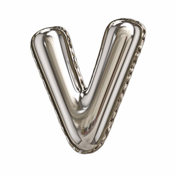 istock Silver foil balloon font letter V 3D 1439612398