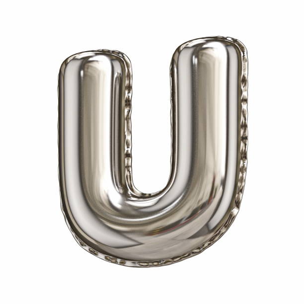istock Silver foil balloon font letter U 3D 1439612401