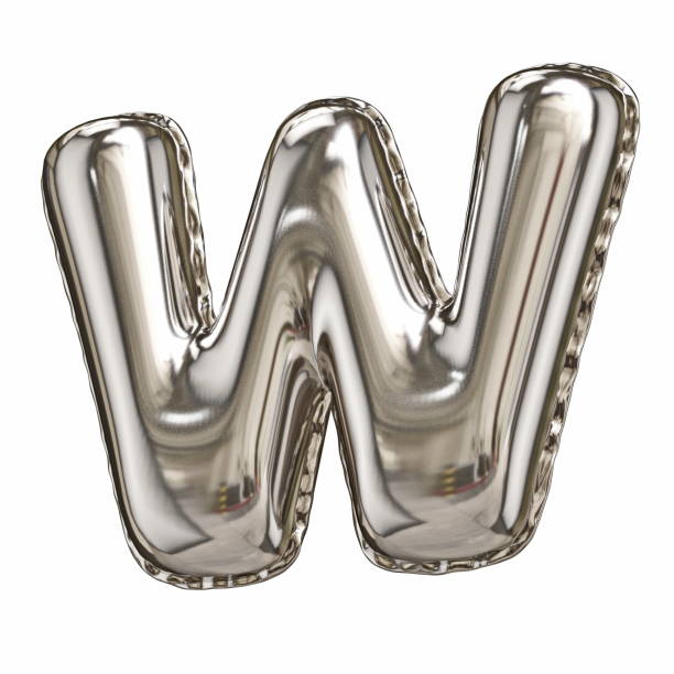 istock Silver foil balloon font letter W 3D 1439612403