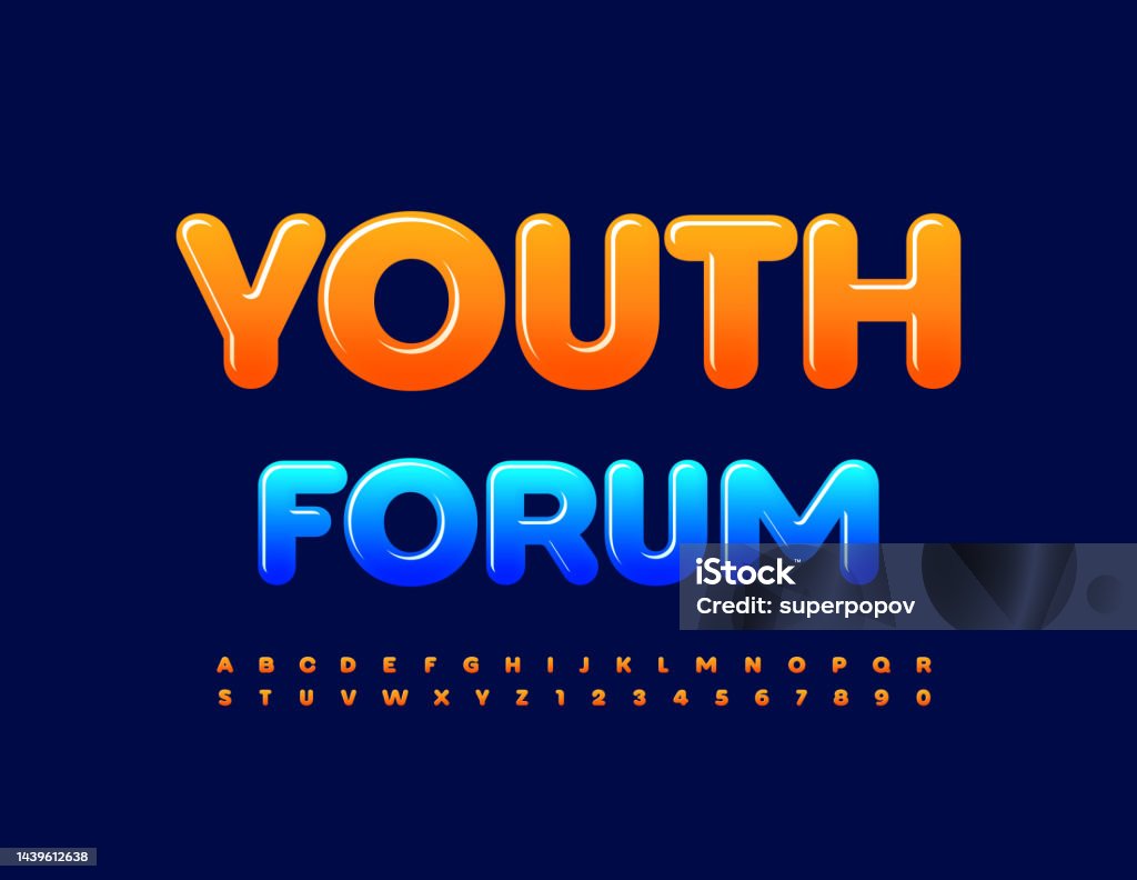 Forum Lettering Vector Creative Emblem Youth Forum Modern Alphabet Letters And Numbers ...