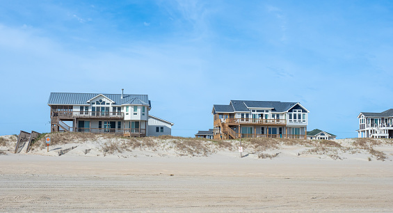 Carova North Carolina - October 9 2020: Isolated coastal homes on the beach in Carova North Carolina